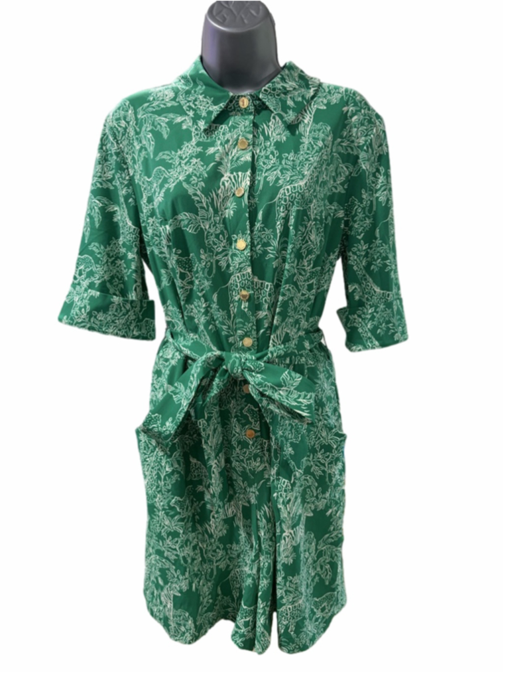 NWT Lilly Pulitzer, Womens, Sheldrake Romper size 12 in green and white safari